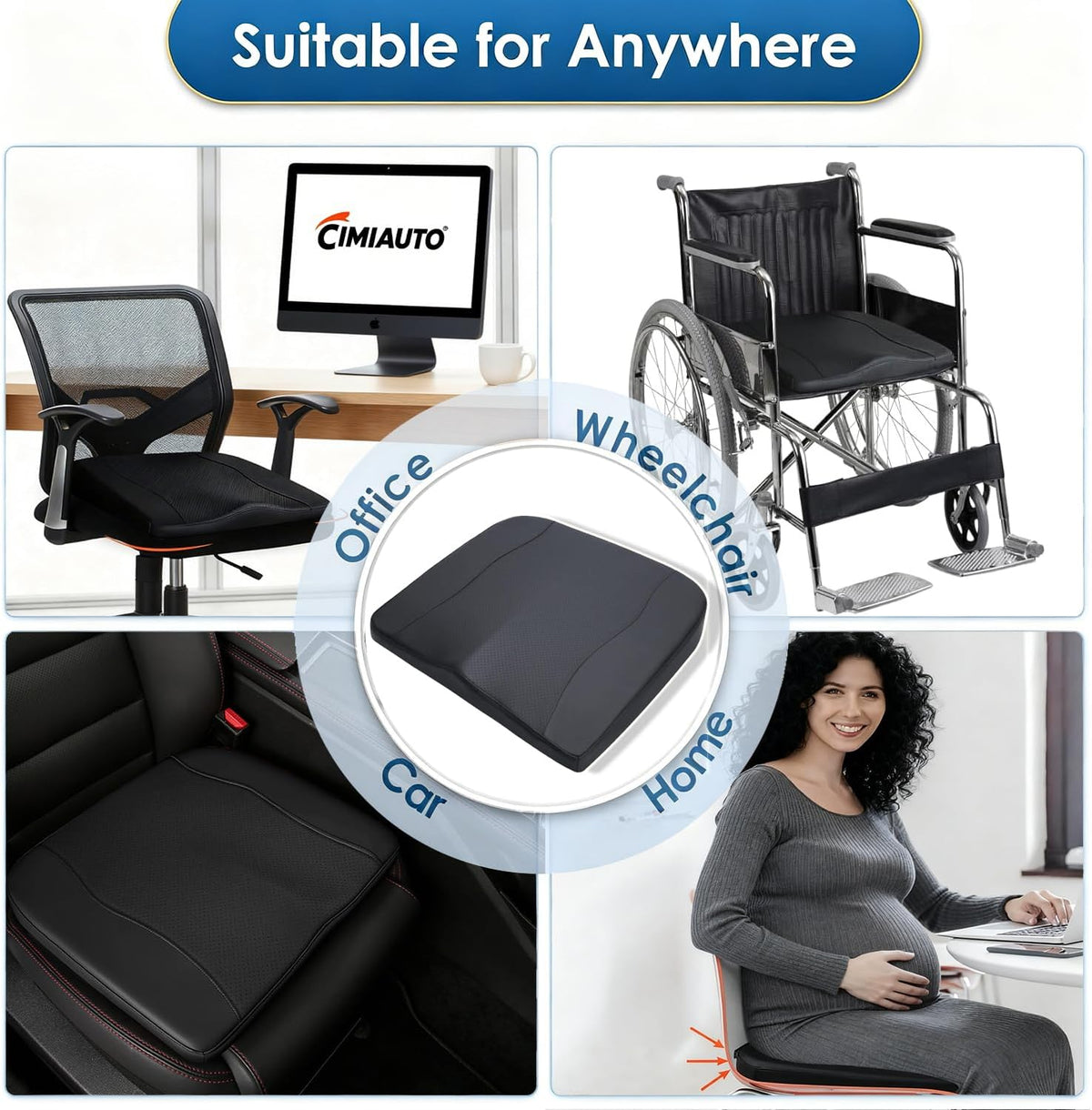 Comfort Memory Foam Car Seat Cushions For Driving,Black Booster Cushion Pad