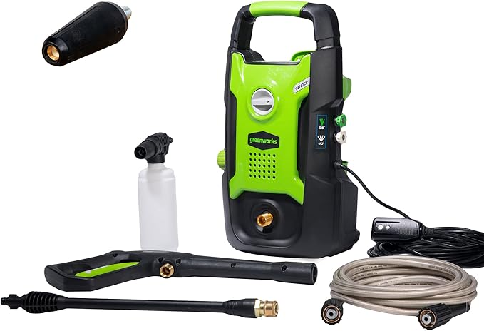 Greenworks GPW1501 1500 PSI 1.2 GPM Pressure Washer (Upright Hand-Carry) with Turbo Nozzle