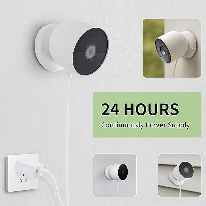 Power Cable with Adapter Compatible with Google Nest Cam Outdoor or Indoor