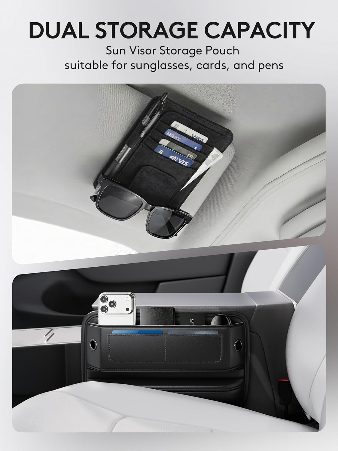 Car Seat Gap Filler Organizer with Sun Visor Organizer