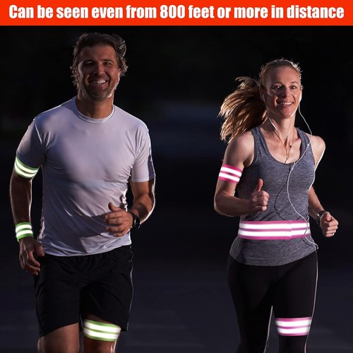 Gejoy Reflective Bands - 16 High Visibility Safety Straps for Wrist, Arm, Ankle, Leg | Perfect for Night Walking, Cycling, Running