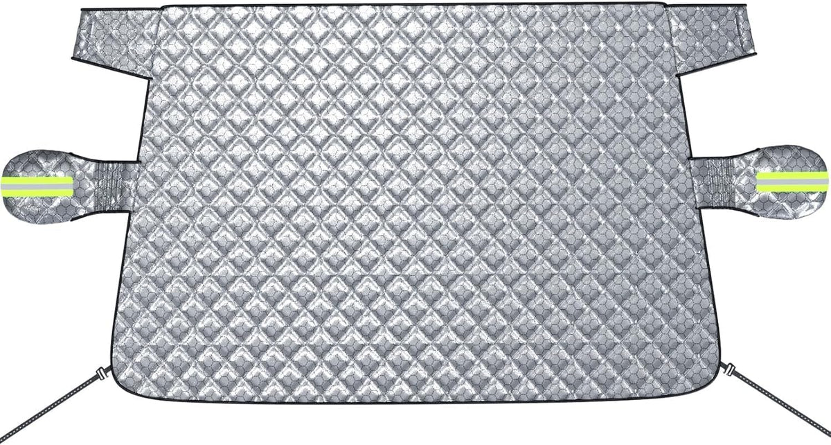 Exterior Windshield Cover for Ice and Snow, Graphene Grid Heavy-Duty Windshield Sun Shade, Car Snow Shield with Mirror Covers, Wiper Area Coverage for Cars, SUVs and Trucks, Large