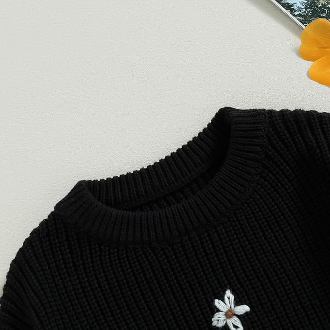 Mubineo Baby Girl Winter Clothes Cute Flower Sweater Crewneck Pullover Long Sleeve Knit Newborn Infant Sweaters