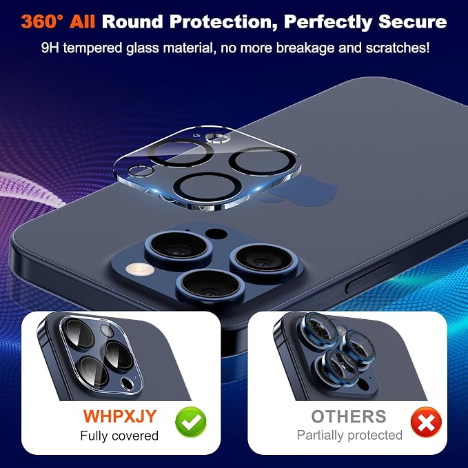 WHPXJY for Camera Lens Protector for iPhone 15 Pro /15 Pro Max Ultra HD