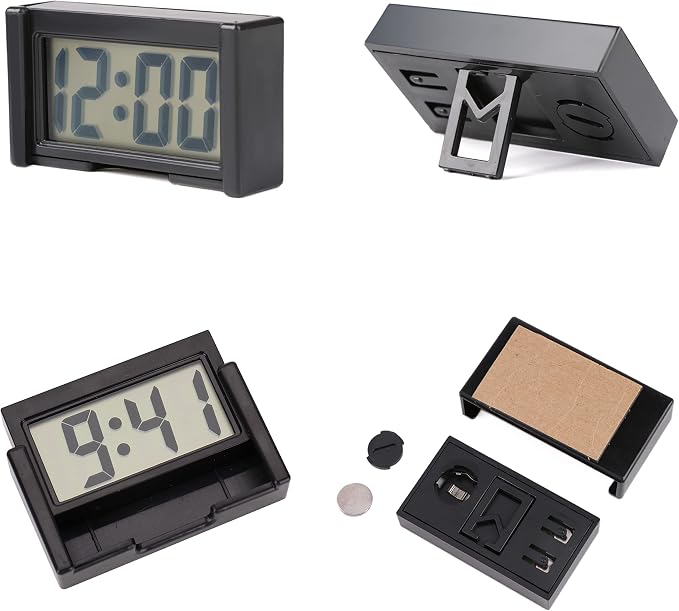 YOUNGFLY Small Digital Clock, Mini Car Dashboard Clock Battery Operated
