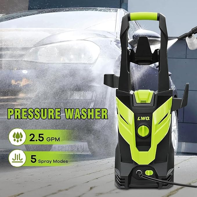 LWQ Pressure Washer, Portable Power Washer, 4 Quick Connect Nozzles, High Pressure Cleaning Machine for Car Fence Driveway Patio Washing and More