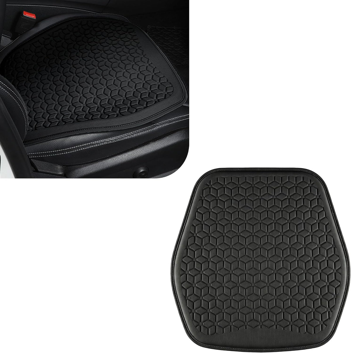 Thin Gel Car Seat Cushion, Non-Slip & Comfortable Automotive Front Seats Cushion Pad for Driver, Breathable Vehicle Interior Mat Cover Accessories (Black)
