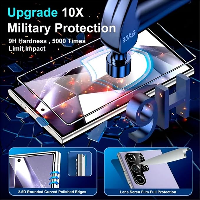 XDesign [2+2 Pack Galaxy S24 Ultra Screen Protector, 9H Tempered Glass Scratch