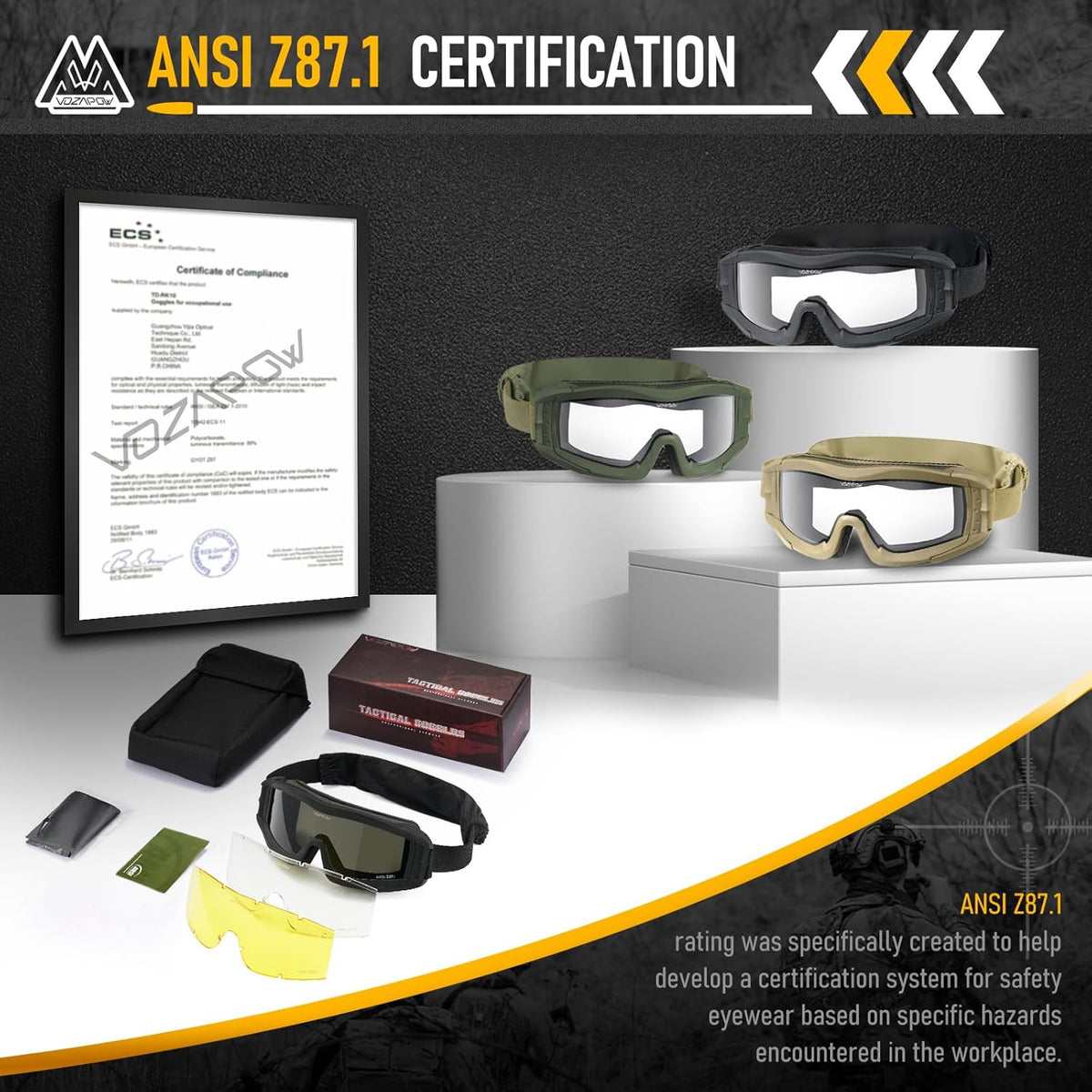 Skiennix Shooting Glasses - Anti-Fog Airsoft Goggles for Clear Vision and Comfort