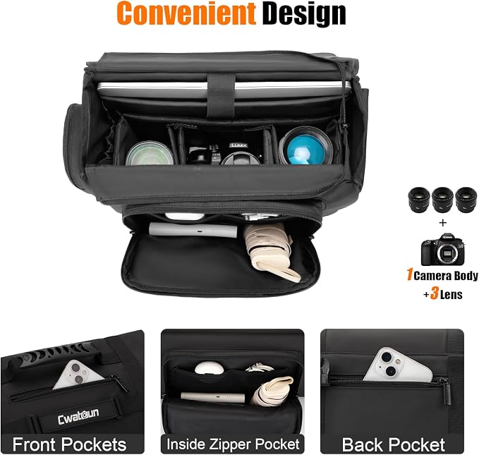 Cwatcun Camera Sling Bag, Waterproof Multifunction Photography Tactica Camera