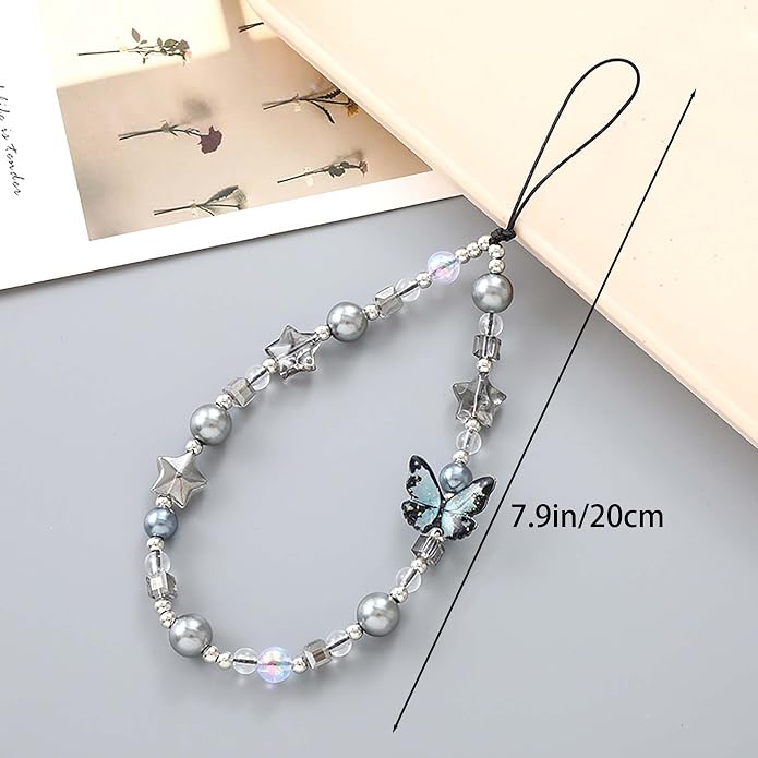 Beaded Phone Charm Lanyard Strap Girly Style Fixed Beads Pearl Lanyards