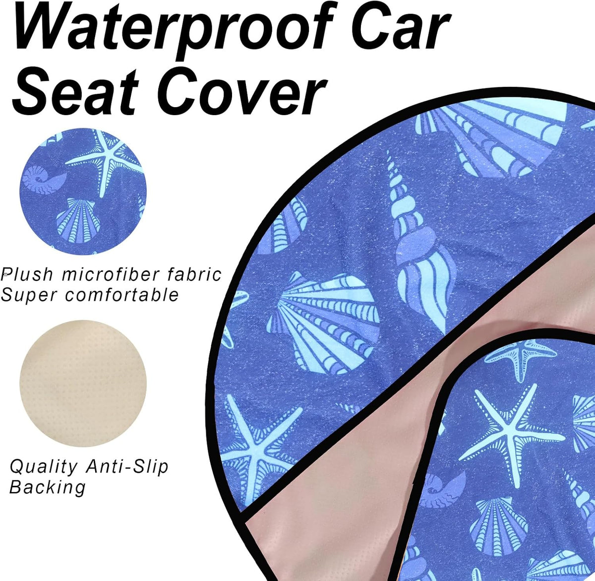 Sweat Towel Car Seat Cover Protector Front Seats for Gym Workout, Running, Swimming, Beach and Hiking, Waterproof Universal Seat Cover for Car, Trucks, Van & SUV (1, Seaworld, Front)