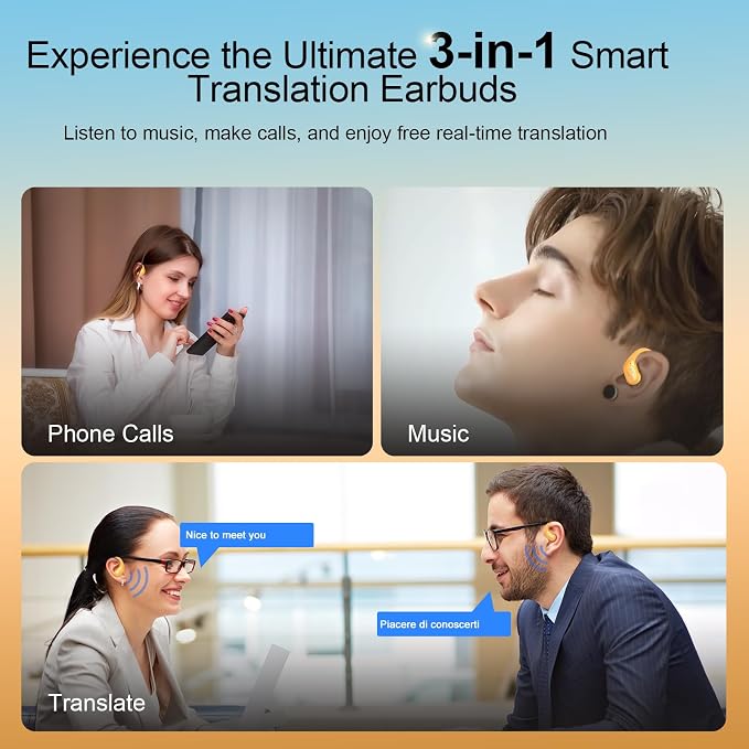 AI Translation Earbuds Real Time, 164 Language Translator Earbud 3-in-1