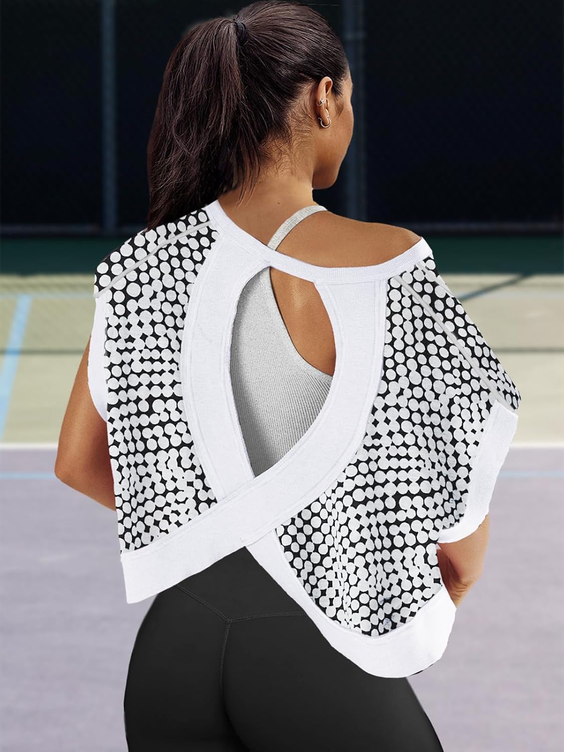 Panadila Women's Open Back Workout Top - Oversized Short Sleeve Athletic Tee in Stylish Design