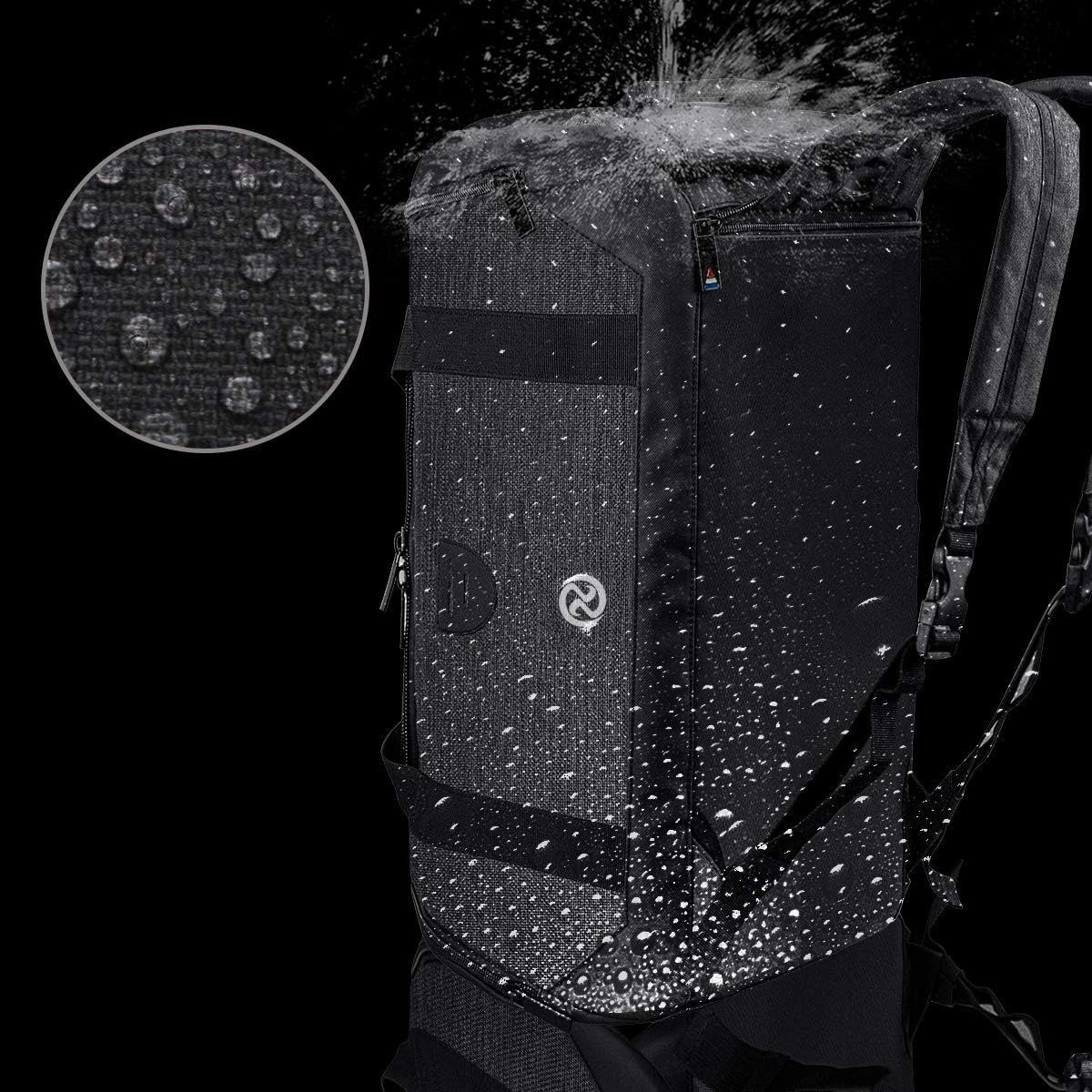 Skiennix Waterproof Gym Duffle Bag | Versatile Sports Backpack with Shoe Compartment - Black