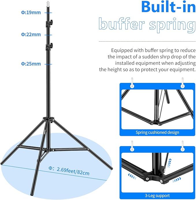 Neewer Photography Light Stand, 3-6.6ft/92-200cm Adjustable Sturdy Tripod Stand