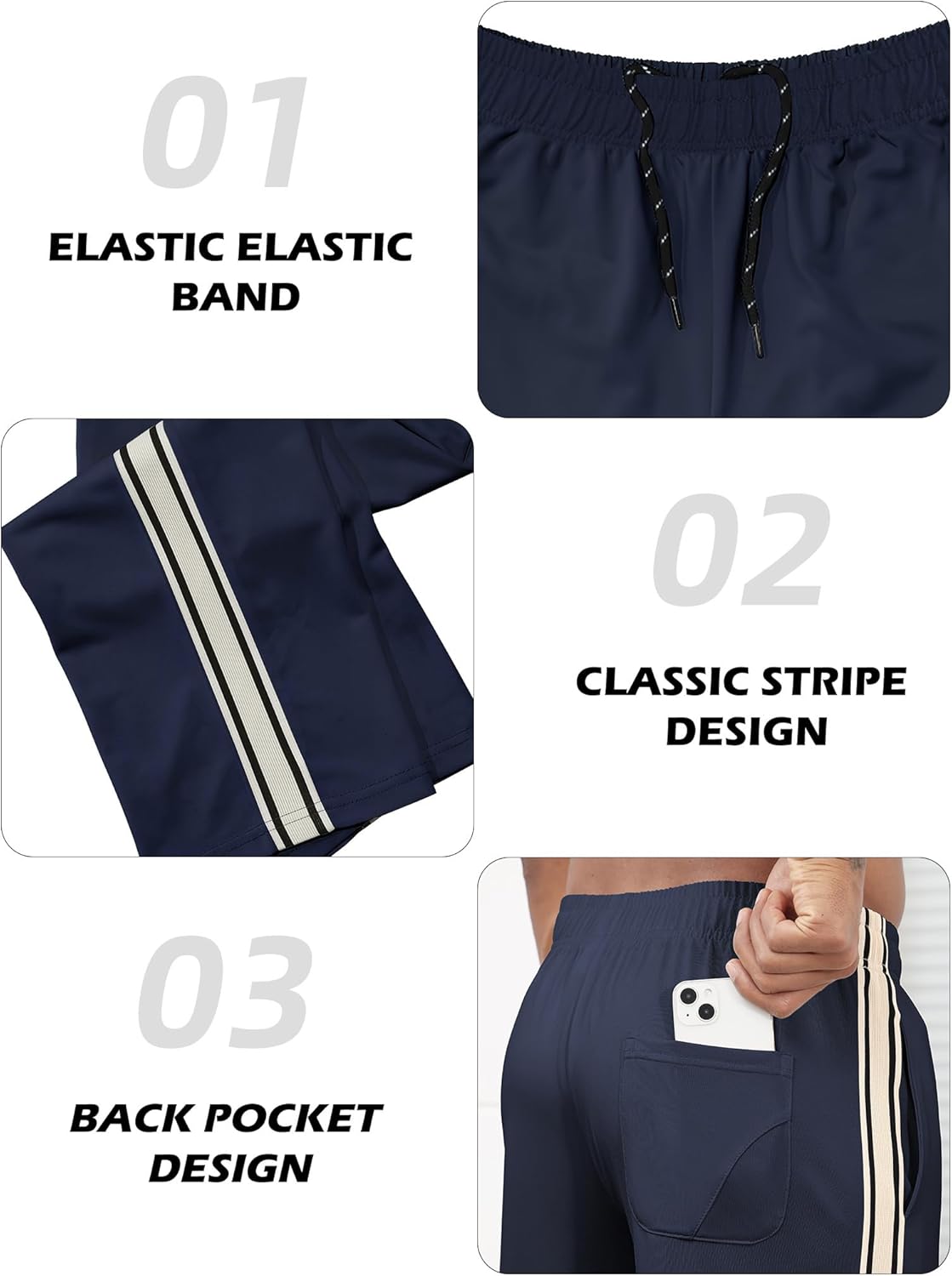 Skiennix Men's Baggy Sweatpants - Lightweight Casual Joggers with Side Stripes & Drawstring