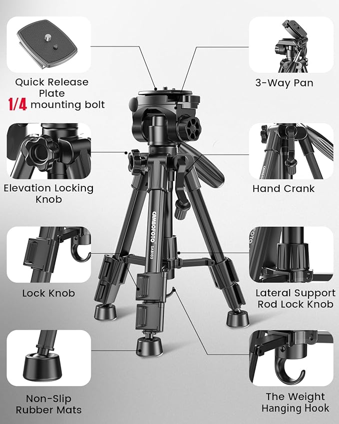 CAMBOFOTO 30"-Camera-Tripod, Porfessional Aluminum Heavy Duty Tripod Stand