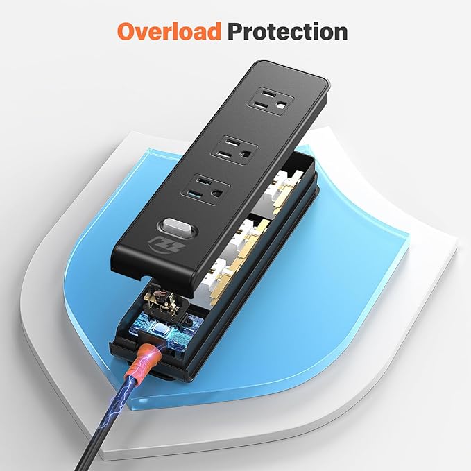 Outdoor Power Strip Weatherproof, IPX6 Waterproof Surge Protector with 3 Wide Outlets,1625W/13A Overload Protection Switch, 10FT Extension Cord, Wall Mountable for Indoor Outdoor, UL FCC Listed