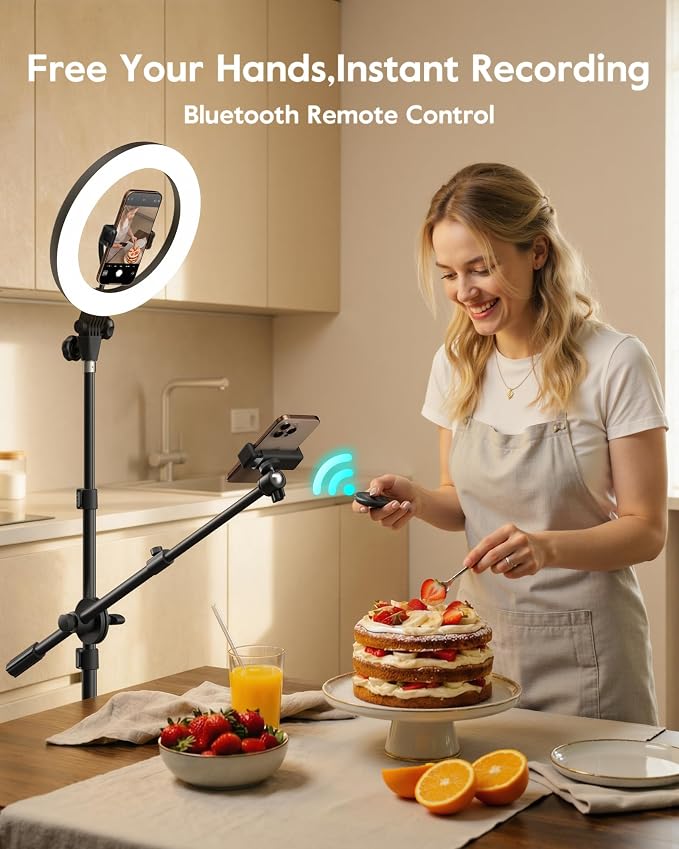 Soft Ring Light with Stand & Dual Phone Mount, LUXSURE Phone Tripod with Ring