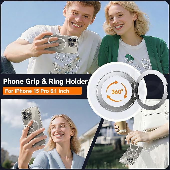 toushion 3 in 1 for iPhone 15 Pro Case Stand |Build in Kickstand, Screen