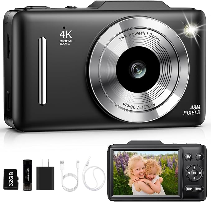 Digital Camera 4K for Kids-48MP Autofocus Vlogging Camera