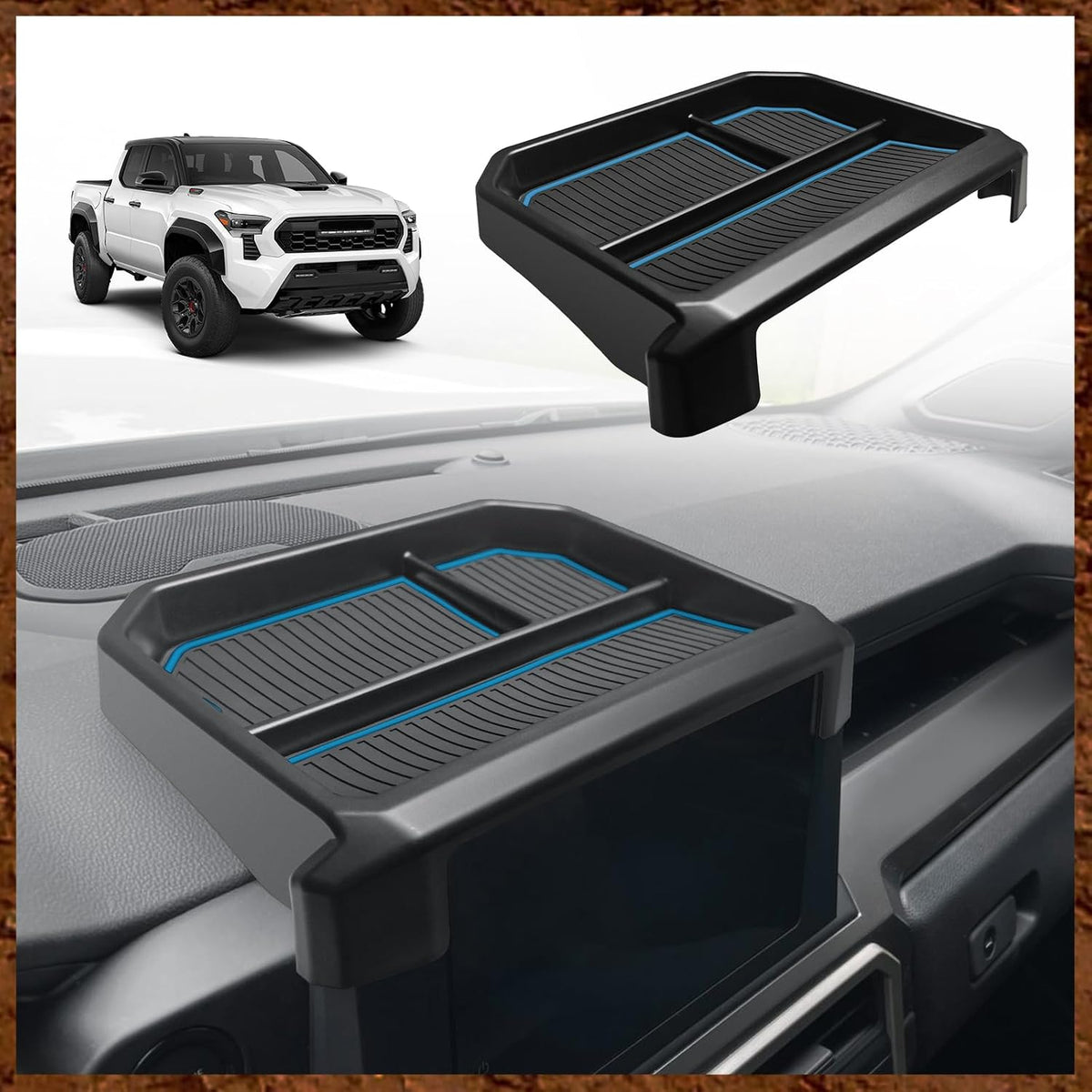 Muslogy Dashboard Organizer for 2024-2026 Tacoma/2025+ 4Runner 8-in, (Blue)