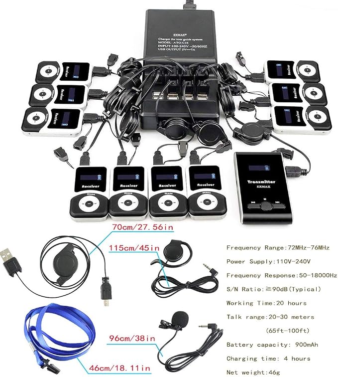 EXMAX® ATG-100T 195MHz Wireless Tour Guide System Simultaneous Translation