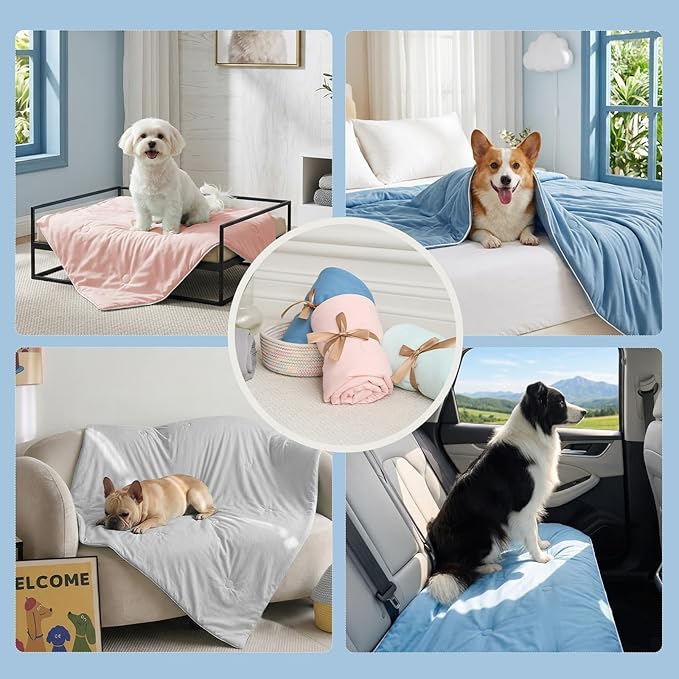 Soulbond Cooling Blanket for Medium Dogs - Q-MAX>0.45, Washable Cool Pet Cats Throw Blanket for Hot Weather, Self-Cooling Soft Dog Mat for Bed Crates Couch Sofa Cars(29"x40", Pink)