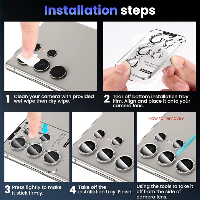 Tensea (3+2PCS for Samsung Galaxy S24 Ultra 5G Camera Lens Protector, 9H