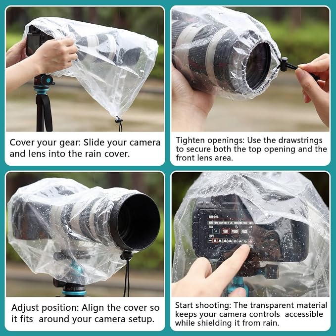 Sabary 10 Pack Clear Camera Rain Covers Waterproof Dustproof PE Lens Sleeves