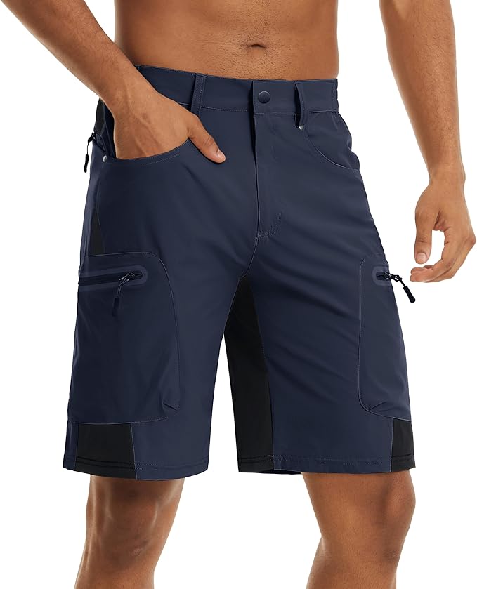 TACVASEN Men's Hiking Cargo Shorts 10" with Zipper Pockets Quick Dry Casual Stretch Golf Work Short Outdoor Summer