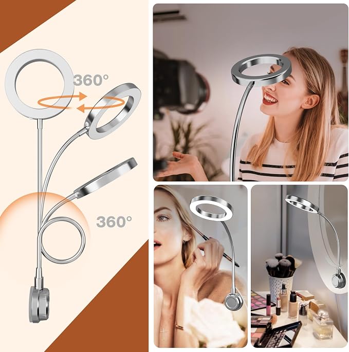 Suction Cup LED Vantiy Lights for Mirror, Flexible Gooseneck Stick on Selfie