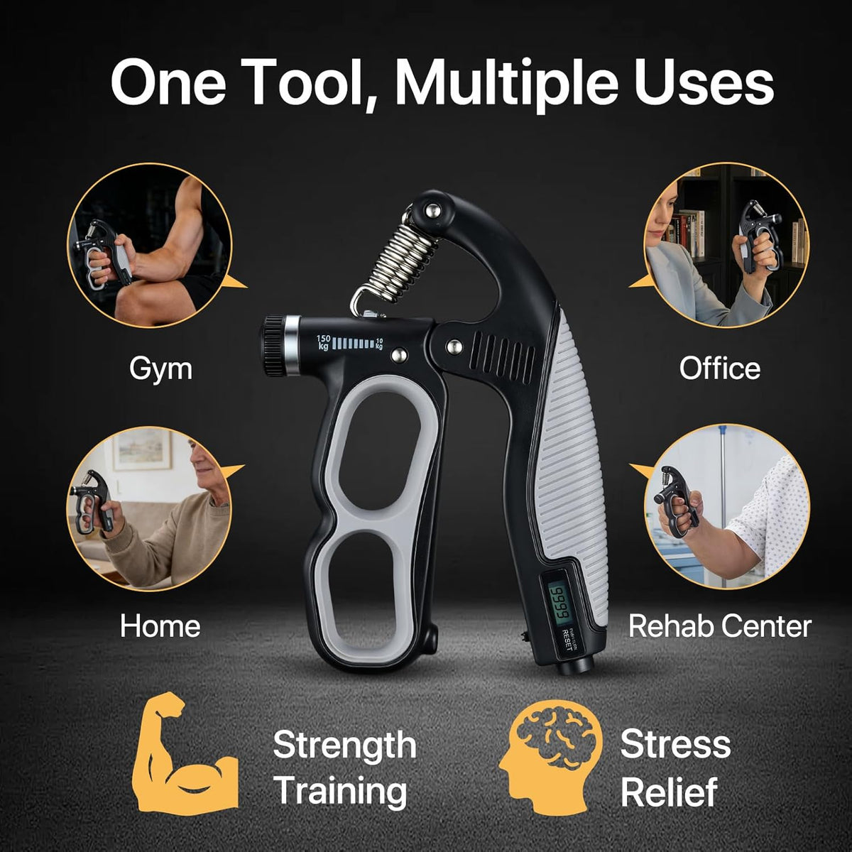 PowerGrip Hand Grip Strength Trainer - Adjustable Resistance 10-150kg | Ergonomic Forearm Workout Equipment