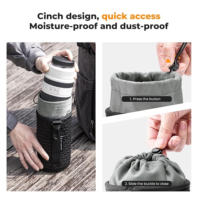 K&F CONCEPT 4 Pack Camera Lens Pouch Set, Drawstring Lens Protective Bag