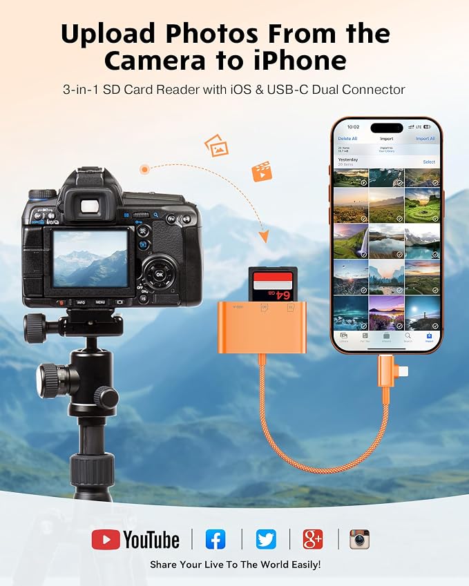 SD Card Reader for iPhone iPad Camera