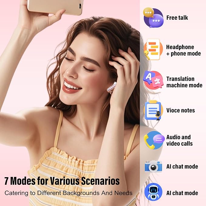 Csasan Ai Translation Earbuds Real Time, 3-in-1 Buletooth 5.3 Translator Earbuds