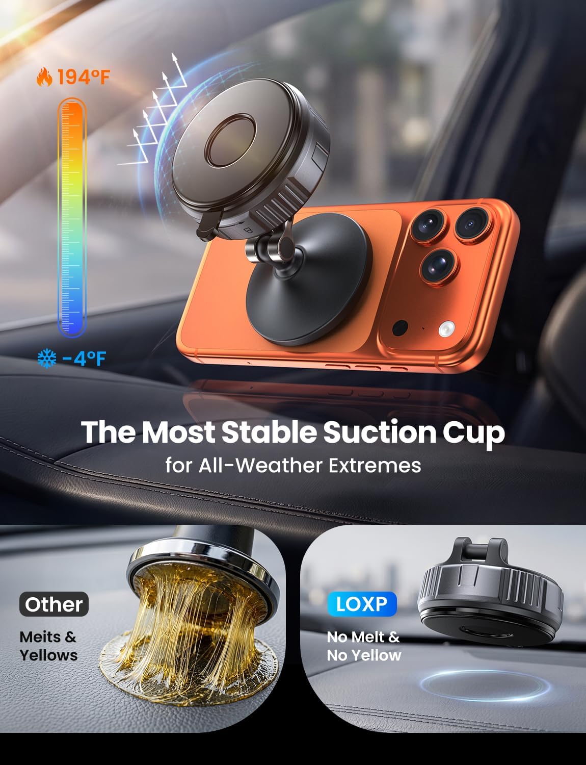 LOXP for MagSafe Car Mount, Vacuum Phone Holders for Your Car, Black