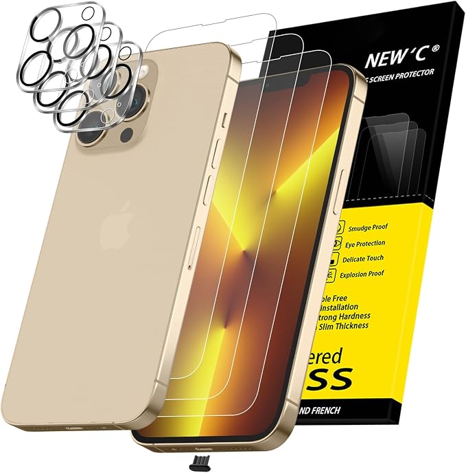 NEW'C 3x for iPhone 13 Pro Max Screen Protector+ 3x Camera Lens Protector