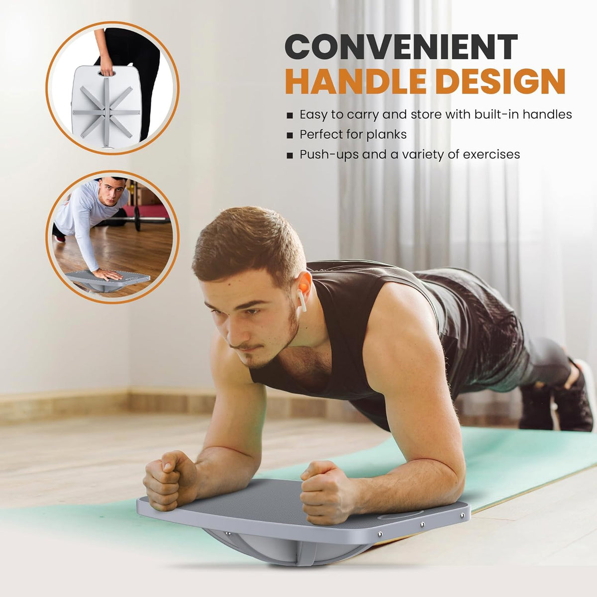 Professional Wooden Balance Board - 360° Portable Wobble Board for Core Strength & Stability Training