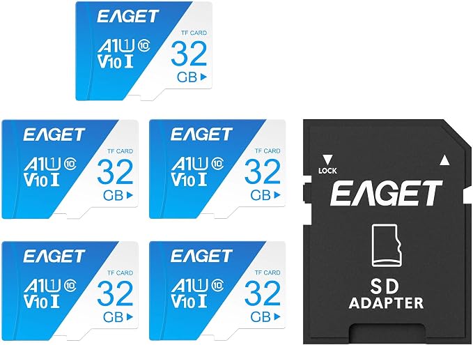 EAGET 5-Pack 32GB TF Memory Card Up to 100MB/s Read 30MB/s Write
