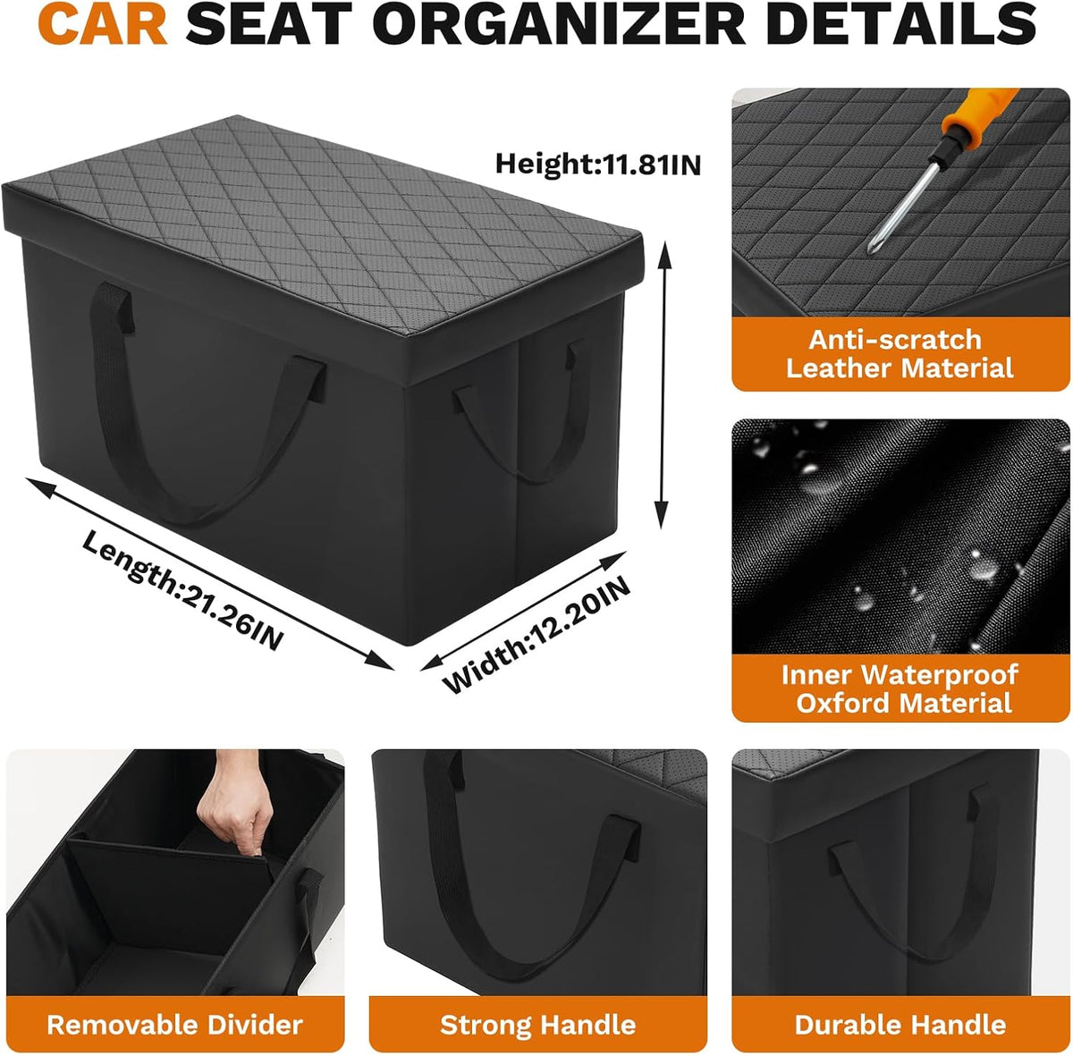 Shademax Car Seat Organizer for Chrysler Pacifica 2017-2025 2026 Accessories Backseat Organizer Car Console Organizer for Kids Toys, Baby Supplies, Dog Toys, Snack Organizer, Travel Storage Box