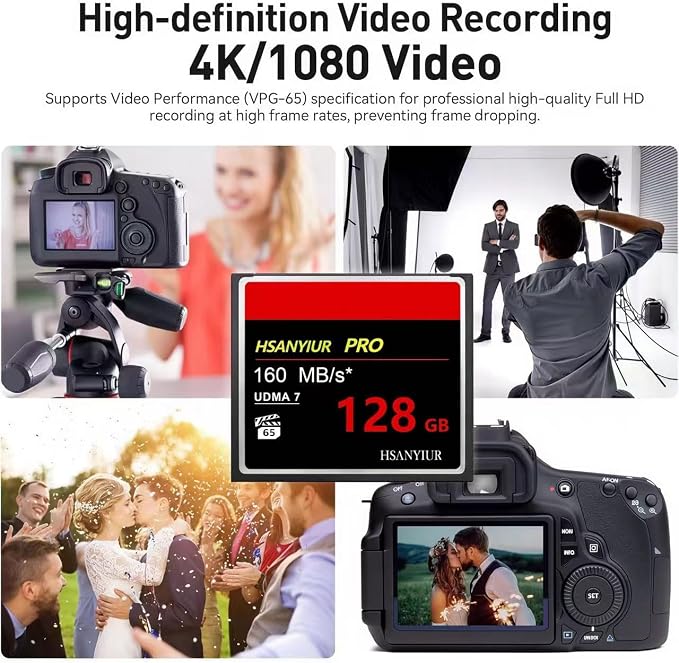 128GB UDMA Speed Up to 160MB/s, Original CF Card Camera Memory Card