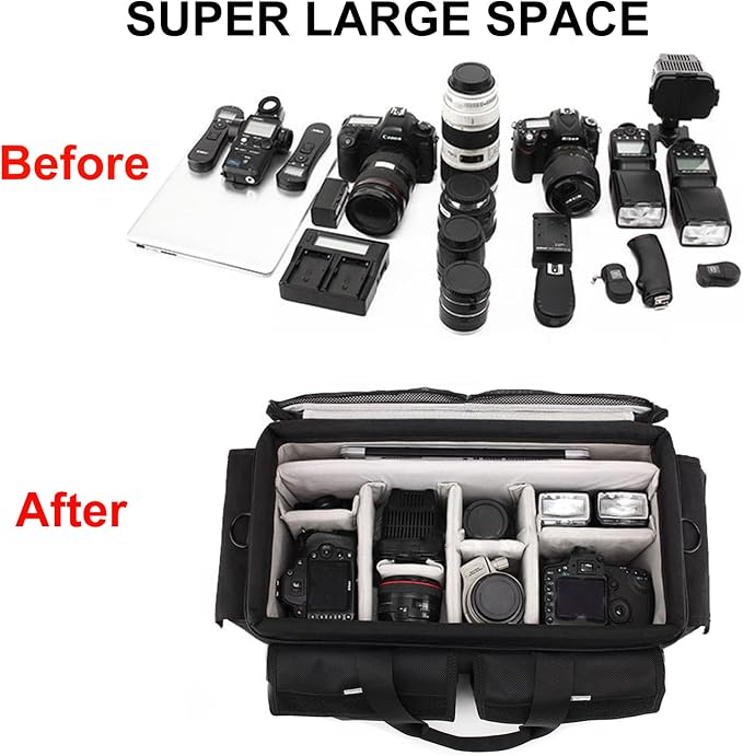 Large Camera Bag, Pressure proof &Waterproof DSLR SLR Mirrorless Gadget bag