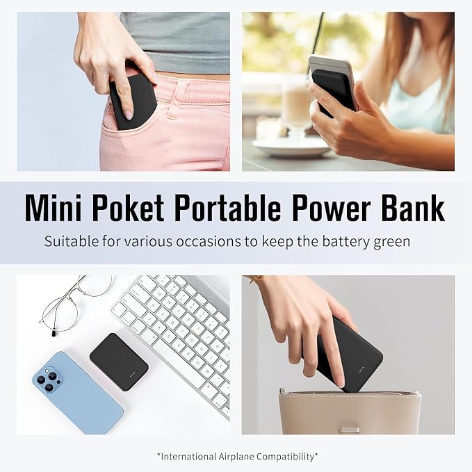 VANYUST S22 Portable Charger, Mini Colorful Power Bank, PowerNano, 5000mAh External Battery Pack Compatible with iPhone 15/14/13/12/11/X All Series and Android Phone,Apricot