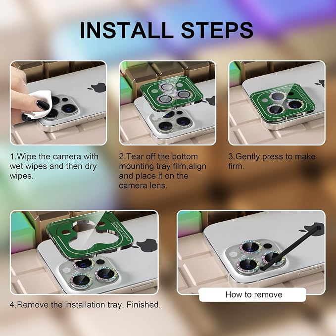Misea Compatible for iPhone 16 Pro/iPhone 16 Pro Max Camera Lens Protector Bling