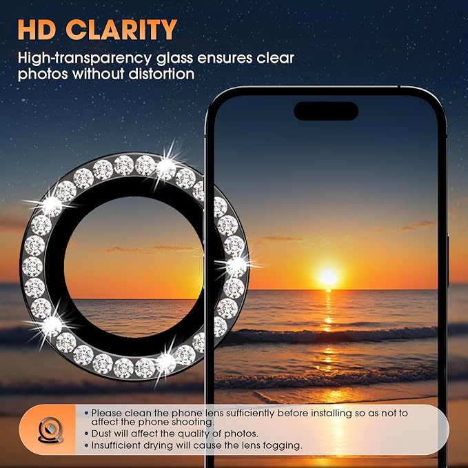 for iPhone 16 Pro/16 Pro Max Camera Lens Protector Bling Individual Metal