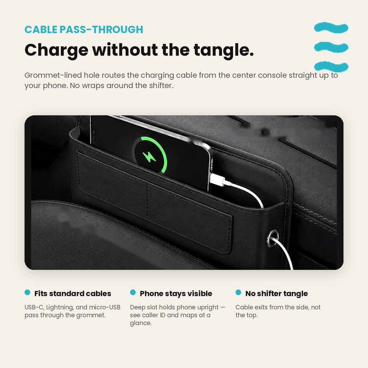 Kitewave Car Seat Gap Filler, Premium PU Leather Front Seat Gap Filler Organizer with Card Slots & Cable Pass-Throughs, Fits Between Seat and Console, Fits Mid-size to Large-size Cars, SUVs, & Trucks