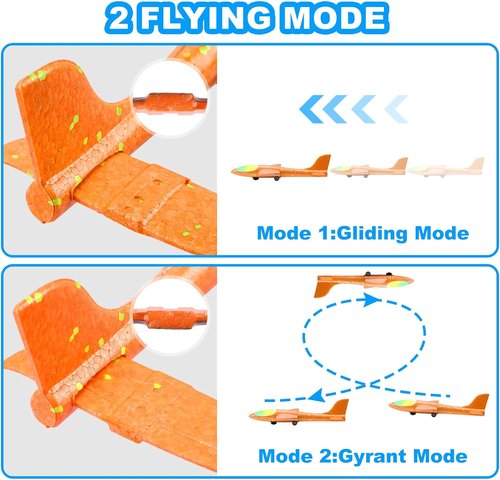 Fuwidvia Airplane Launcher Toys - 3 Pack LED Foam Glider Planes for Kids | Outdoor Fun, 13.2'' (Blue, Green, Orange)