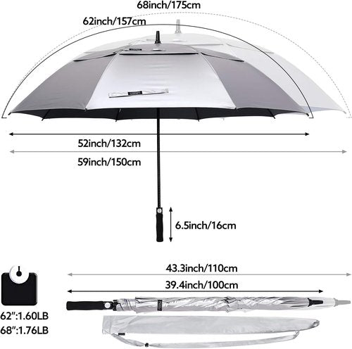 G4Free UV Protection Golf Umbrella - Auto Open, Vented, Extra Large, Windproof | 47/54/62/68 Inch